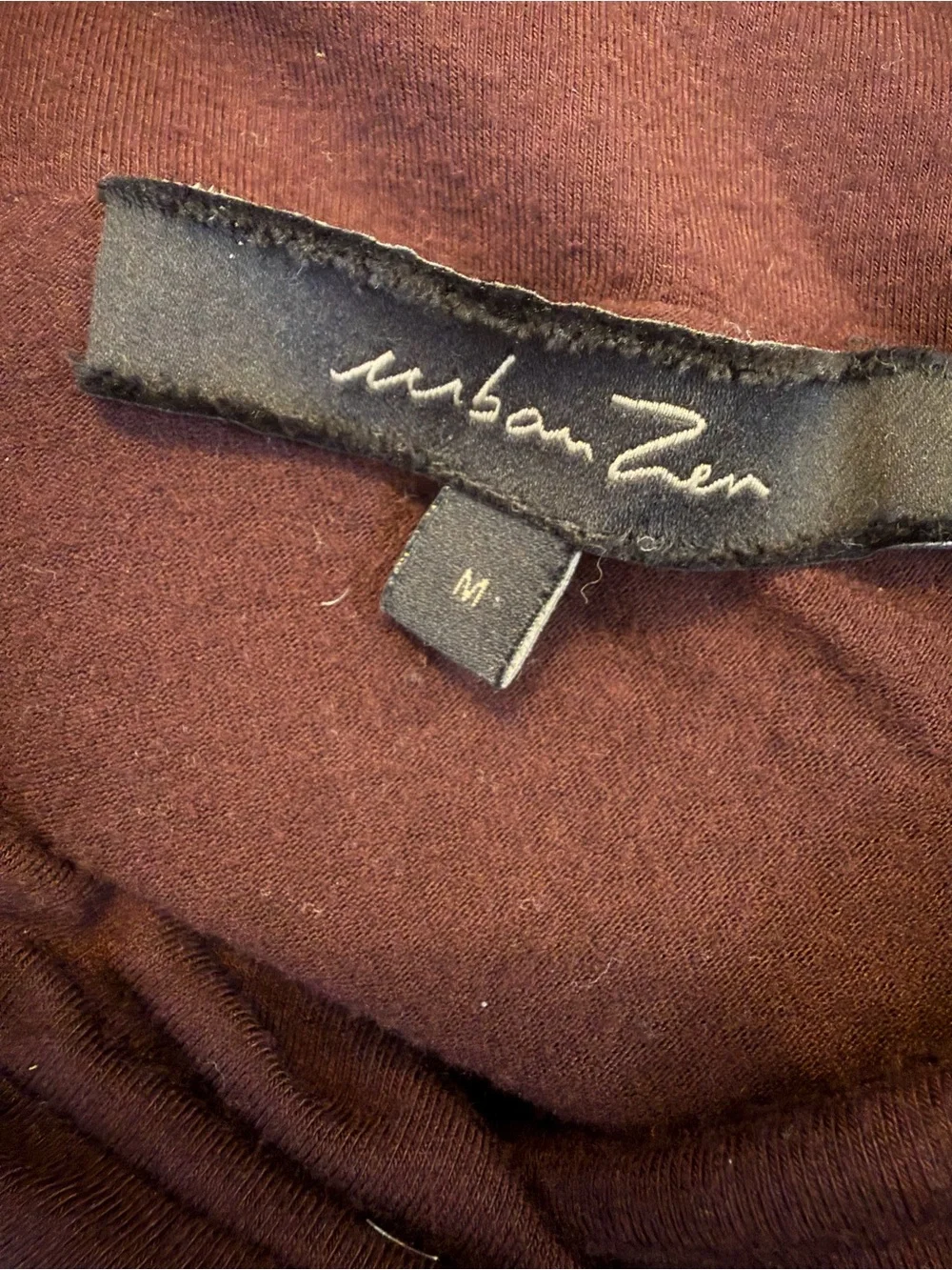 Donna Karan Urban Zen Jersey Midi Skirt Sz S Plum Brown Foldover Draped Waist